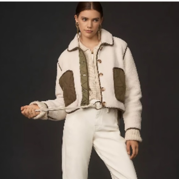 BLANKNYC Anthropologie Cloud Forest Sherpa cropped Jacket NWT - Picture 3 of 7
